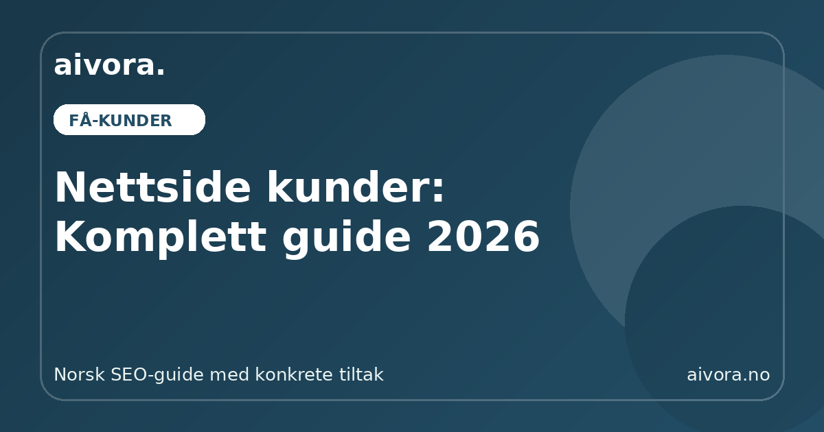 Nettside kunder: Komplett guide 2026 - Aivora SEO-guide